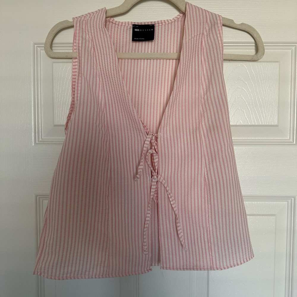 ASOS Pink Striped Sleeveless Top